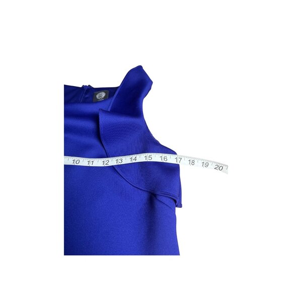 Vince Camuto Royal Blue Sleeveless Ruffle Scuba Sheath Cocktail Dress Size 8 - Picture 5 of 8